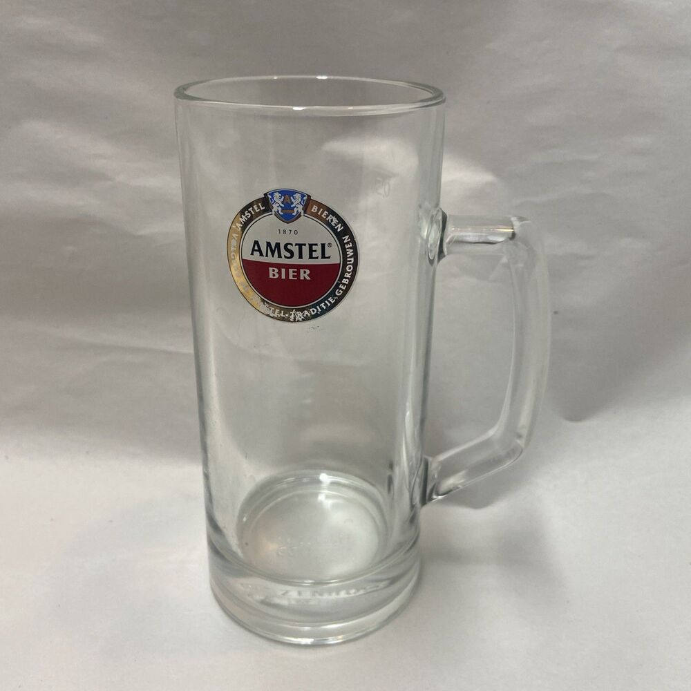 Amstel Beer Bier 20oz Stein Clear Glass with Logo